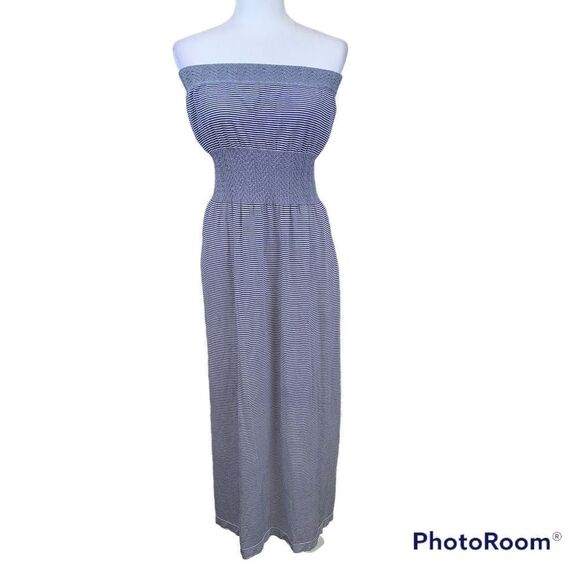 LARK + GREY Strapless pinstriped Maxi Dress small - Picture 1 of 7